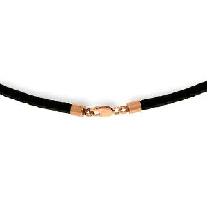 0.5 Carat 14K Solid Rose Gold Leather Key Necklace Garnet