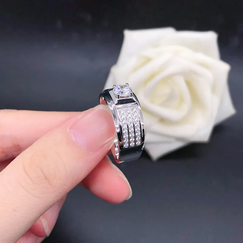 0.5 Carat Moissanite Diamond Pave Setting Ring