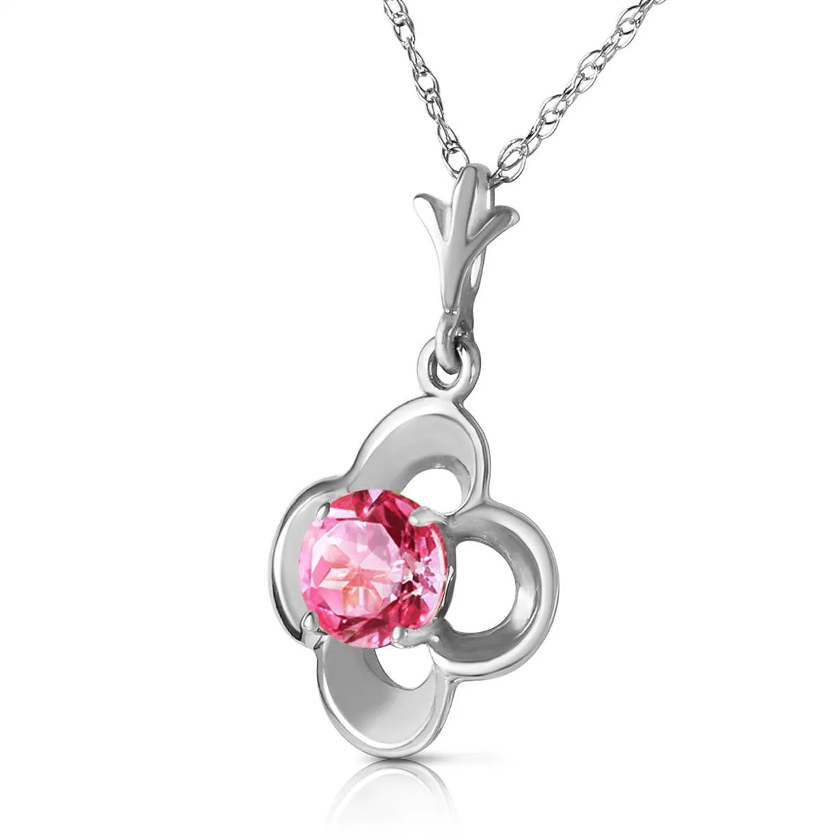 0.55 Carat 14K Solid White Gold I Recall Pink Topaz Necklace