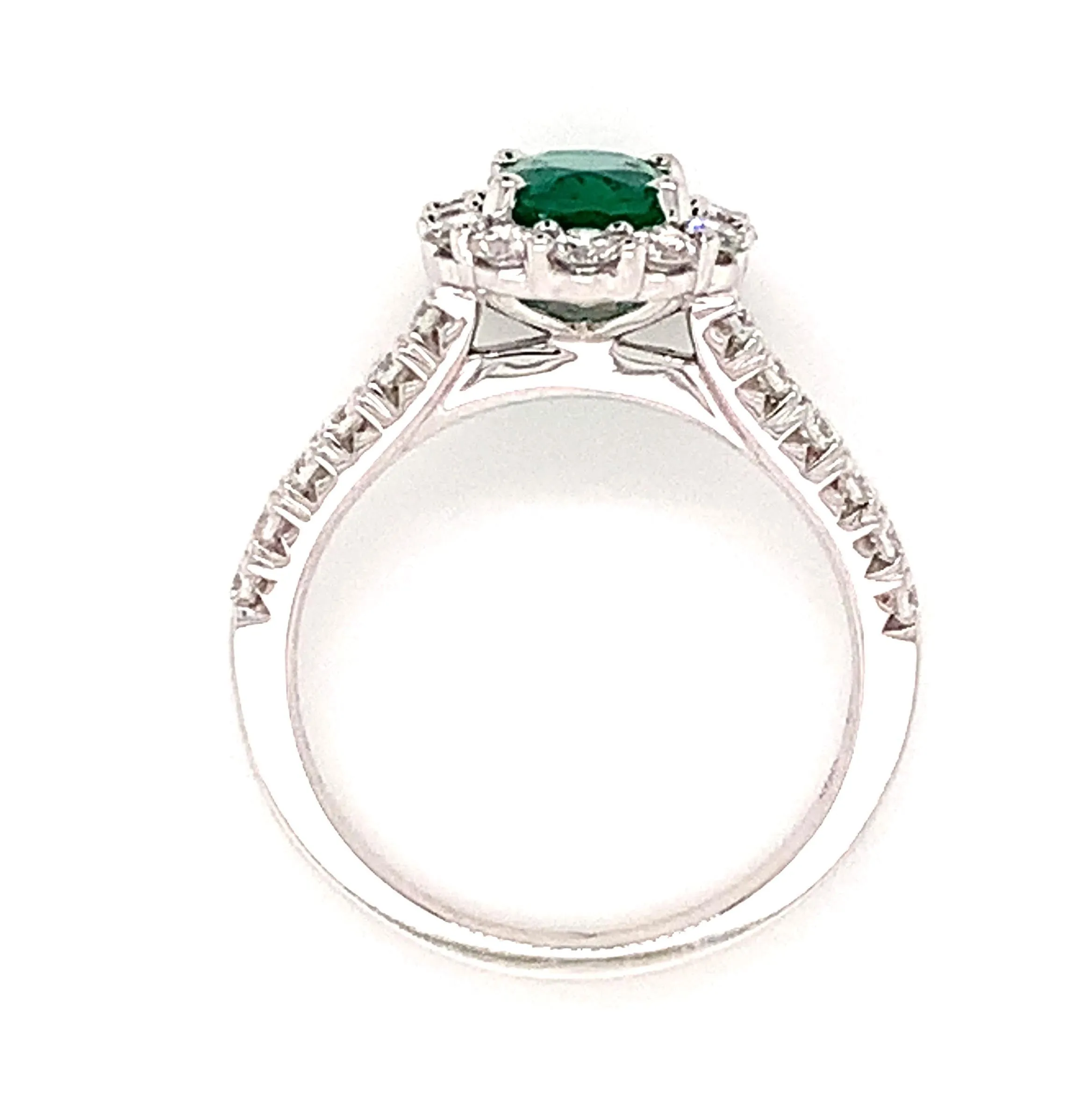 1.02CT Green Emerald & Diamond Ring