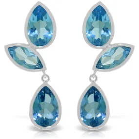 13 Carat 14K Solid White Gold Esacapades Blue Topaz Earrings