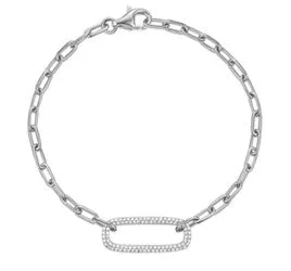 14K Gold 0.24Ct Diamond Oval Link Bracelet with 98 Diamonds, available in White, Rose and Yellow Gold