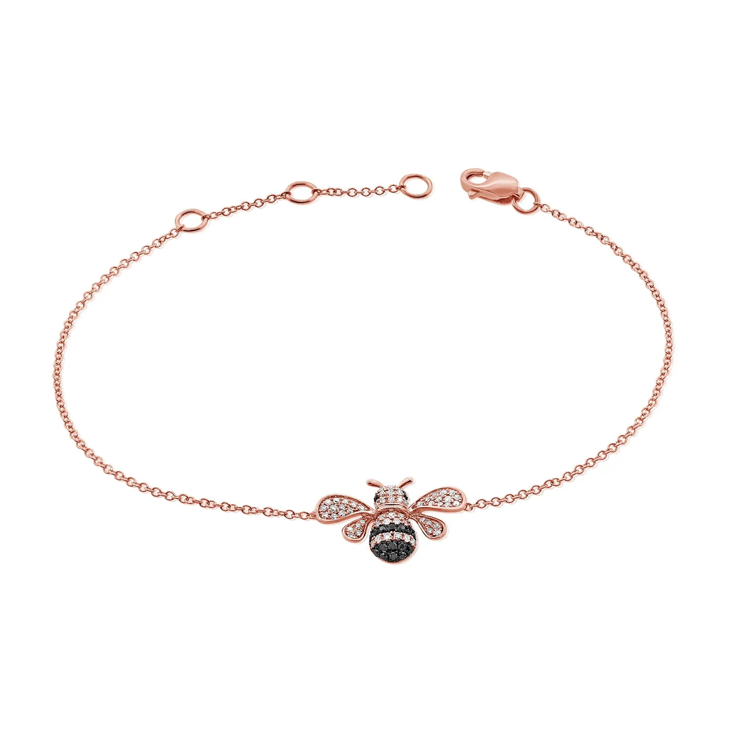 14k Gold & Black Diamond Bumble Bee Bracelet - 0.20ct