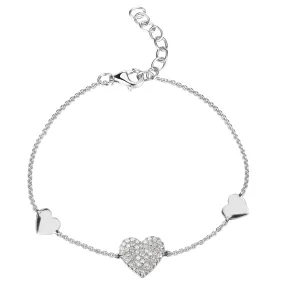 14k Gold & Diamond Heart Bracelet-0.15 ct.