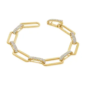 14k Gold & Diamond Paperclip Link Bracelet - 1.74ct