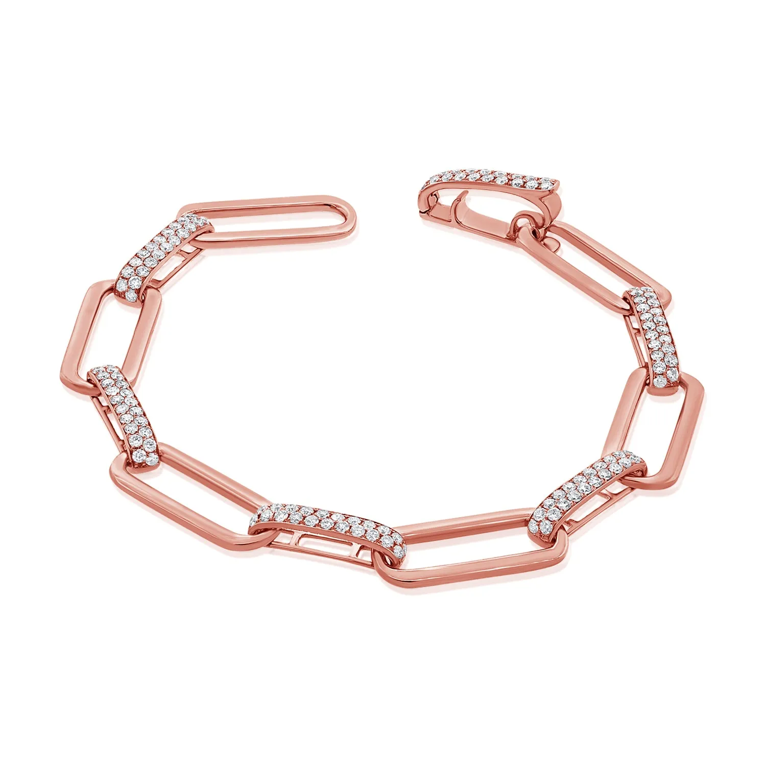 14k Gold & Diamond Paperclip Link Bracelet - 1.74ct