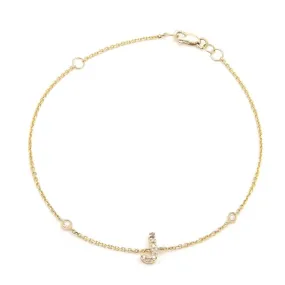 14K Gold Initial "J" Bracelet With Diamonds