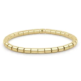 14k Gold Solid Barrel Bead Stretch Bracelet - 4mm
