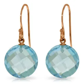 14K Solid Rose Gold Fish Hook Earrings w/ Natural Blue Topaz