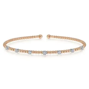 14K White and Rose Gold 0.20ctw Diamond Bangle Bracelet