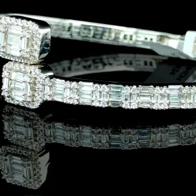 14K White Gold Diamond Bangle (6.88ct, 8-inch)