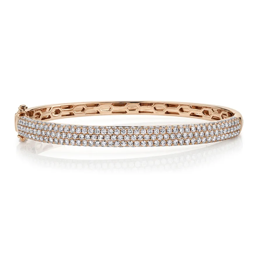 14K White Gold Diamond Pave Thin Bangle