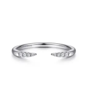 14K White Gold Open Diamond Tipped Stackable Ring