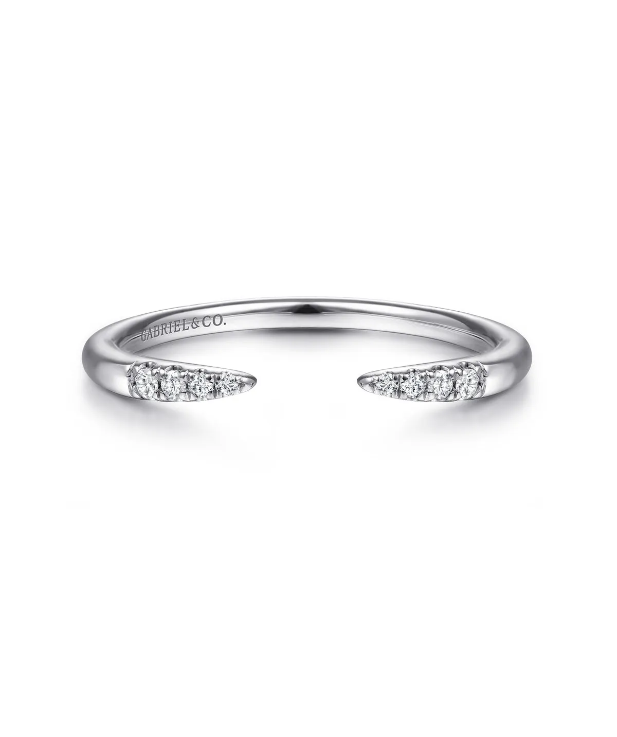 14K White Gold Open Diamond Tipped Stackable Ring