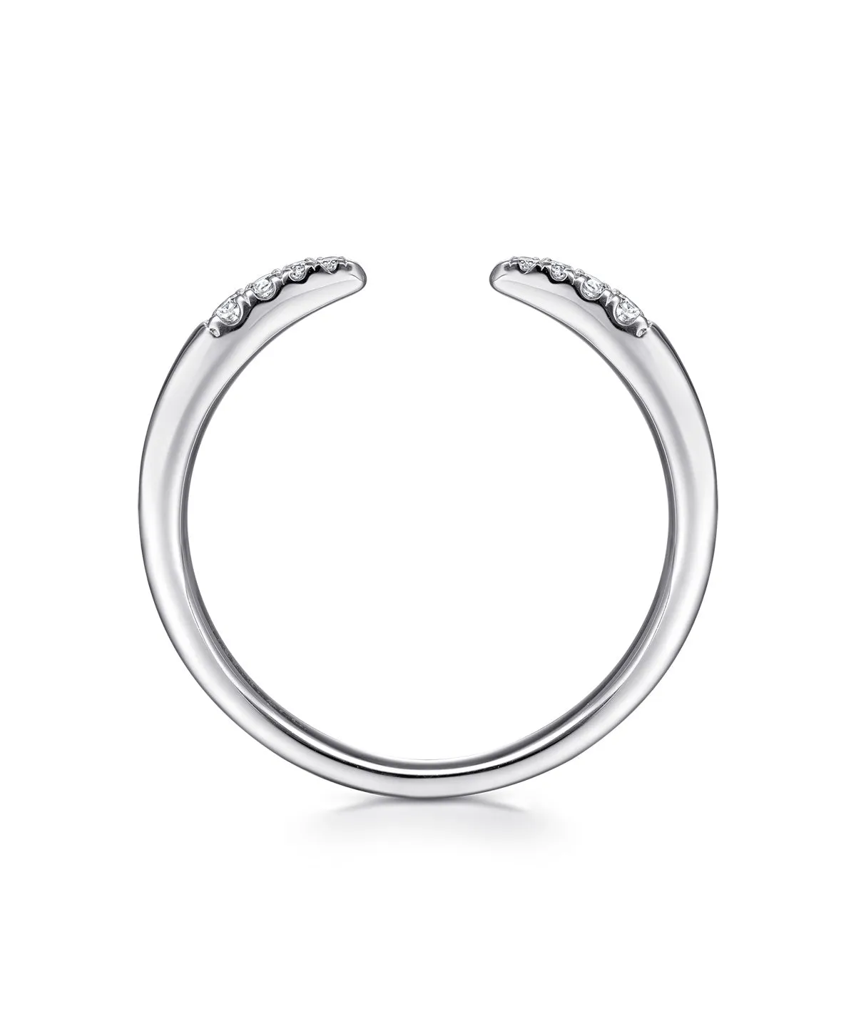 14K White Gold Open Diamond Tipped Stackable Ring