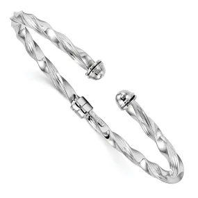 14k White Gold Textured Hinge Cuff Bangle