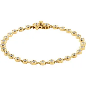 14K Yellow 2 CTW Diamond Bezel Line 7" Bracelet