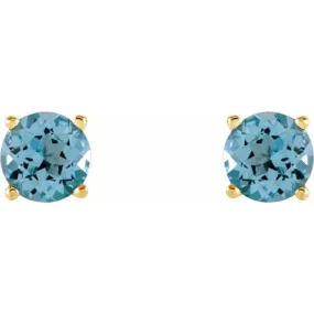 14K Yellow 5 mm Natural Sky Blue Topaz Stud Earrings
