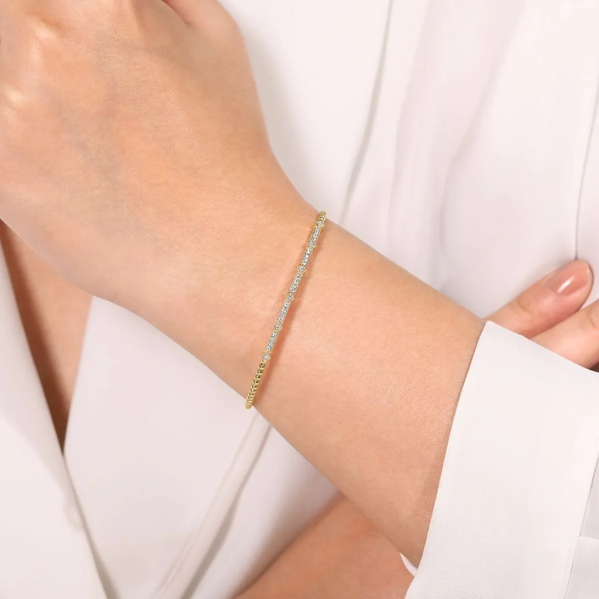 14k Yellow Gold Diamond Bangle - BG4337-62Y45JJ