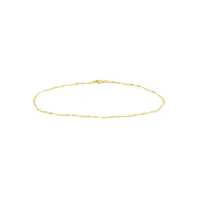 14K Yellow Gold Singapore Flat Saturn Chain Anklet
