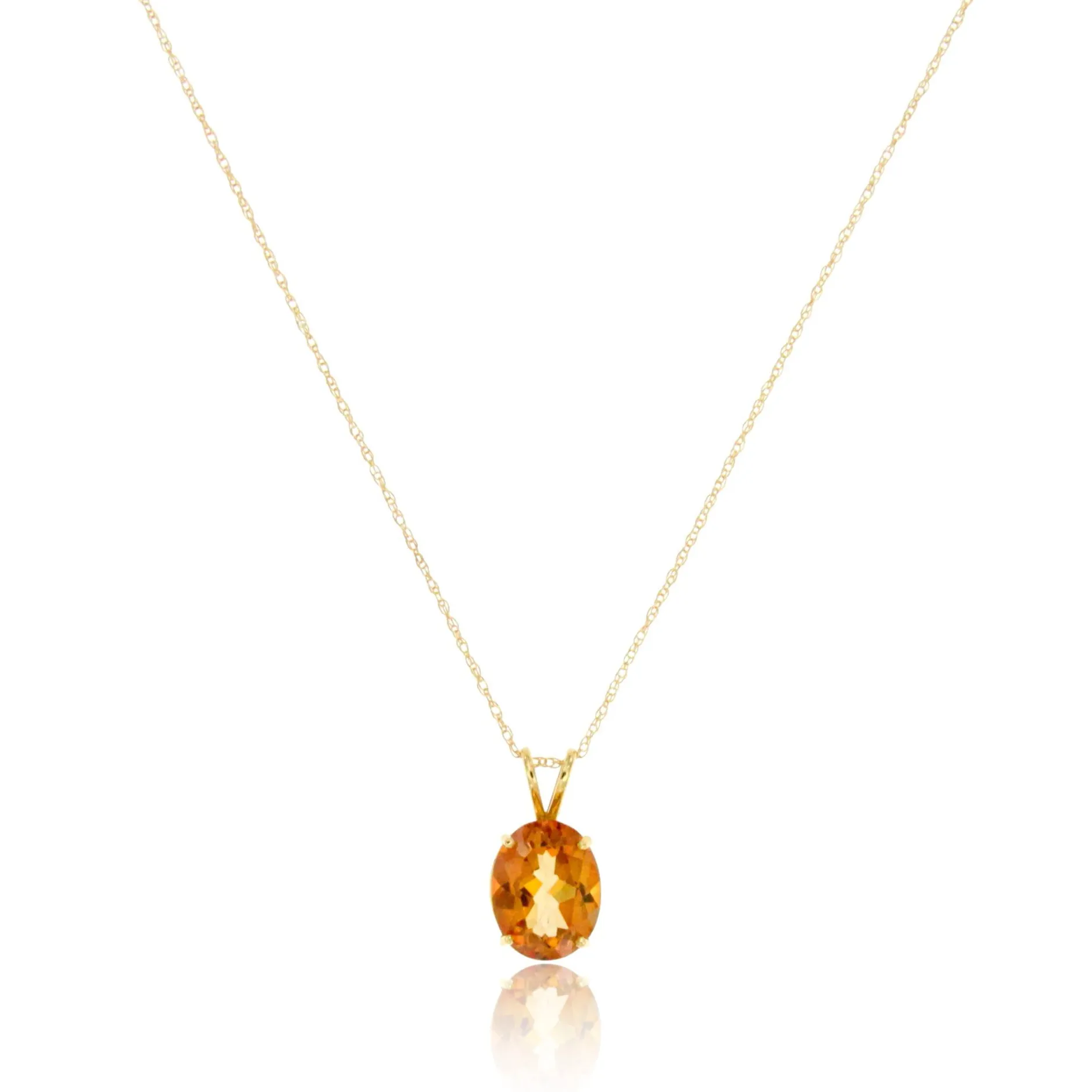 14k Yellow Gold Solitaire Color Coated Mystic Topaz Oval Gemstone Pendant with 18" Chain.