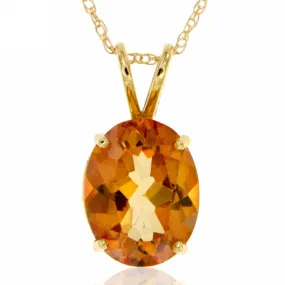 14k Yellow Gold Solitaire Color Coated Mystic Topaz Oval Gemstone Pendant with 18" Chain.