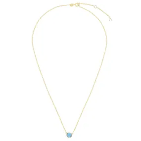 14kt Gold 17 inches Yellow Finish Extendable Colored Stone Necklace with Spring Ring Clasp with 0.9000ct 6mm Round Blue Topaz