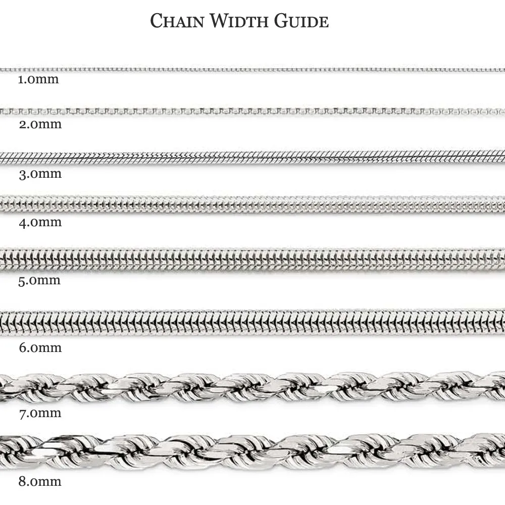 1.5mm Sterling Silver Classic Solid Rope Chain Anklet