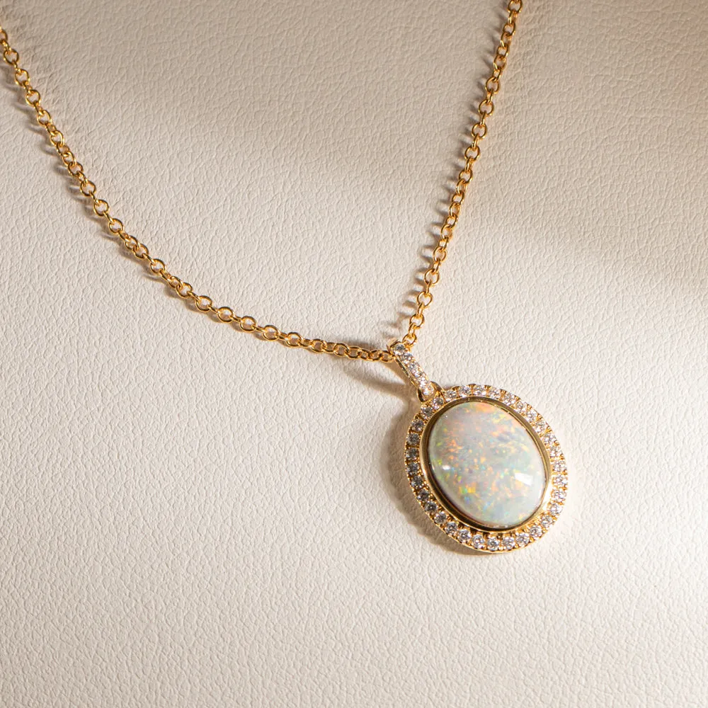 18ct Yellow Gold Opal & Diamond Isla Pendant