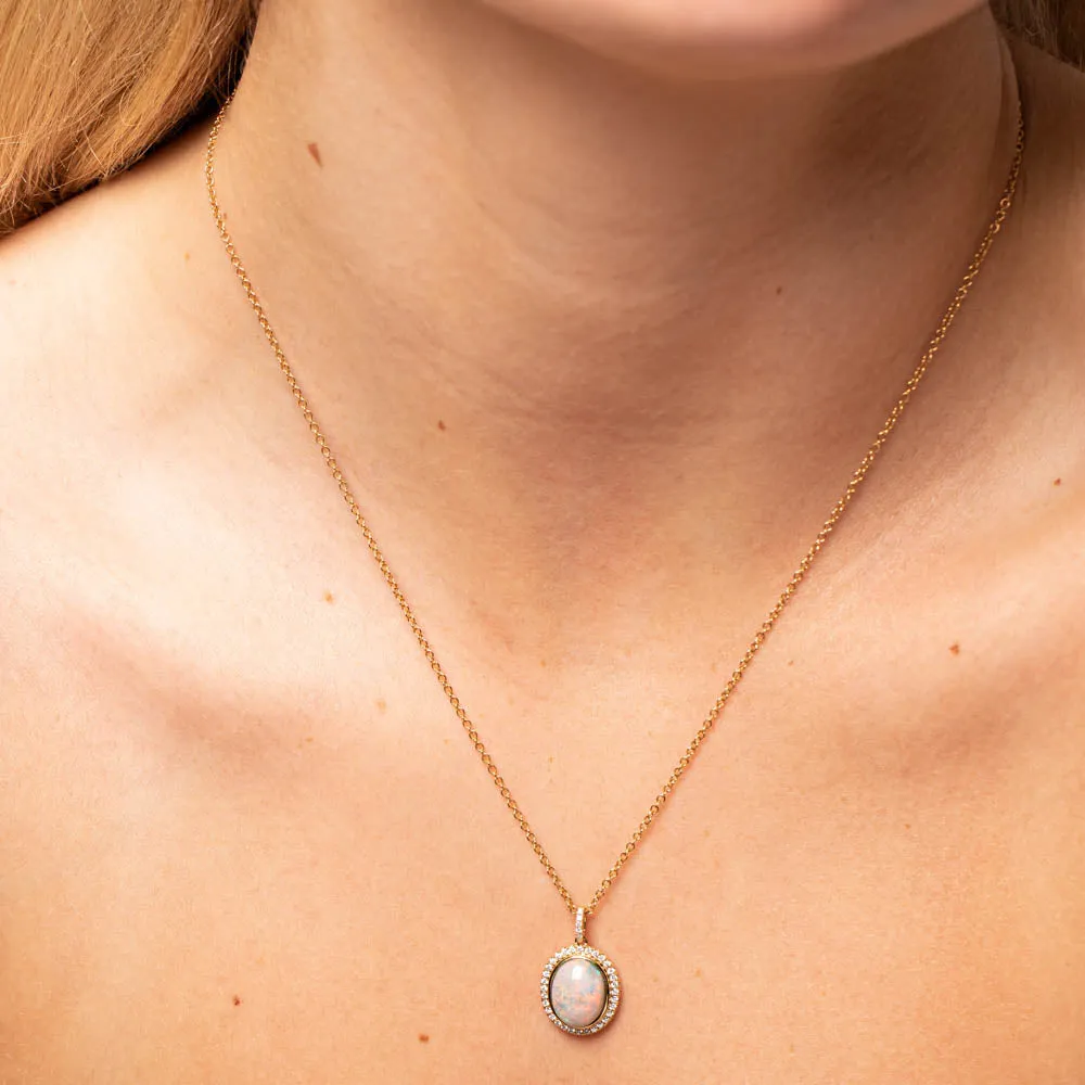 18ct Yellow Gold Opal & Diamond Isla Pendant