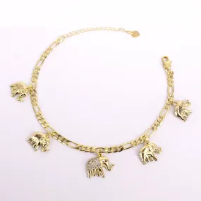 18K Gold-Filled Zirconia Elephant Anklet For Women