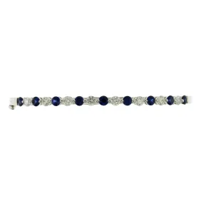 18K White Gold Sapphire and Diamond Clasped Bangle