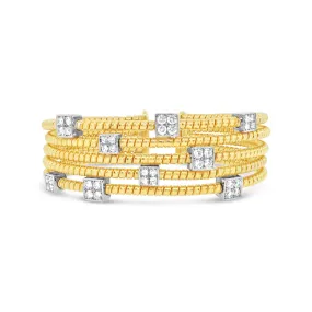 18k Yellow Gold 5 Row Diamond Cuff Bracelet