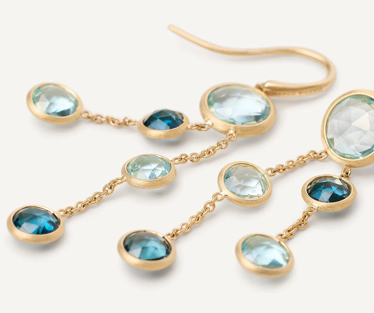 18K Yellow Gold Mixed Topaz 2-Strand Earrings