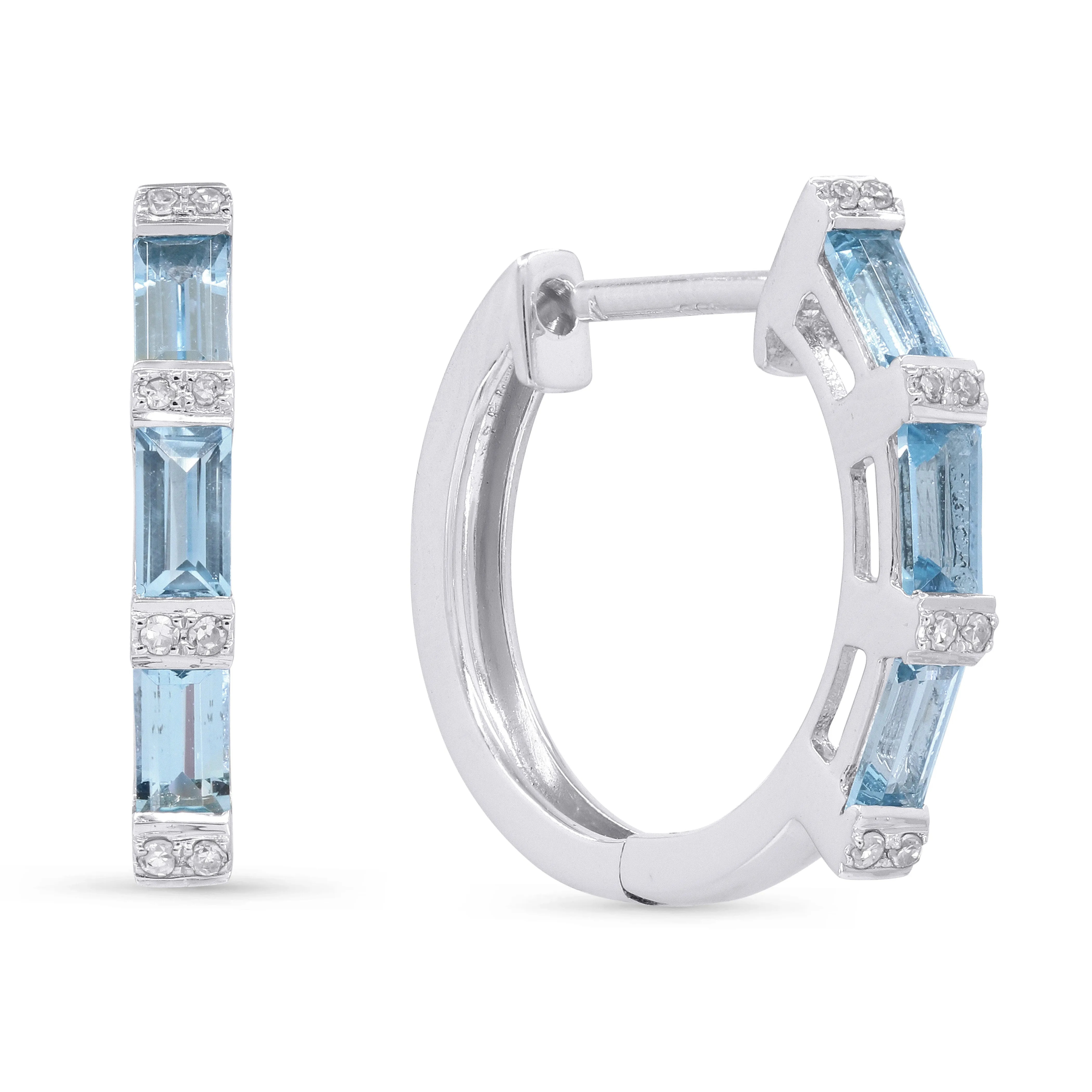 18" 0.77Ct Blue Topaz Hoops Earrings In 14K White Gold