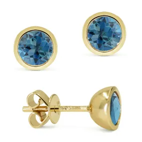 18" 1.76ct London Blue Topaz Stud Earrings in 14K Yellow Gold