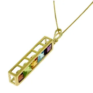 2.25 Carat 14K Solid Yellow Gold Necklace Natural Multi Gemstones