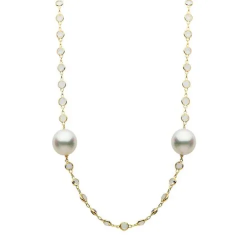 26.0CT TOPAZ & AAA SOUTH SEA PEARL 14KT YELLOW GOLD BY THE YARD TIN CUP NECKLACE