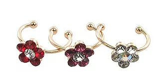 3 Piece Crystal  Flower Toe Ring Set
