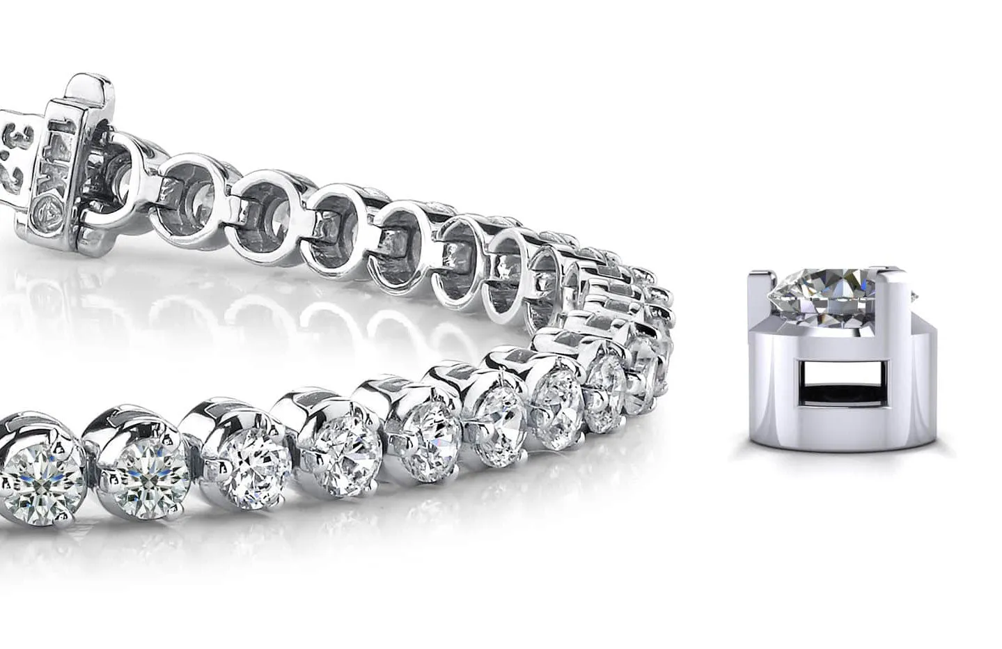 3 Prong Dreams Lab-Grown Diamond Tennis Bracelet with 9.00 ct.(finished) 4mm