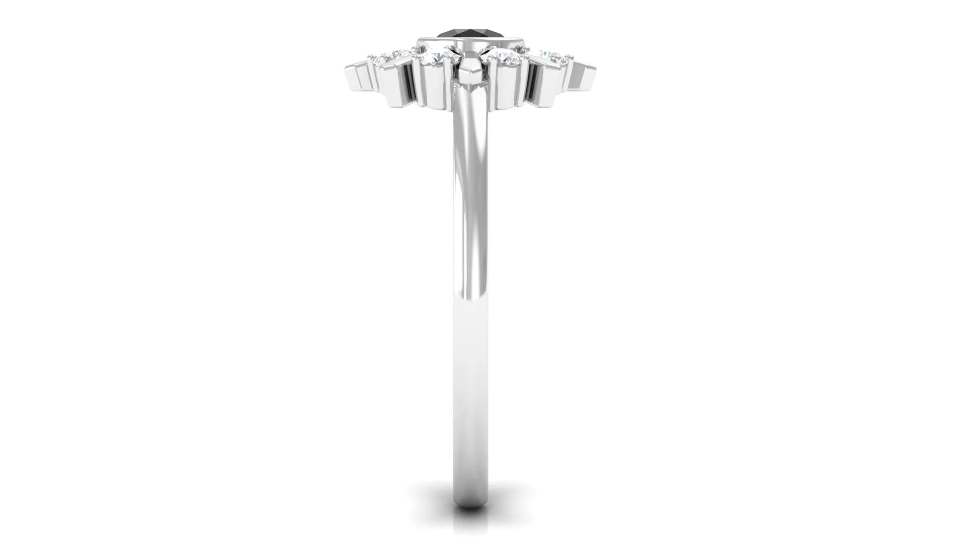3/4 CT Natural Black Diamond and Diamond Statement Ring