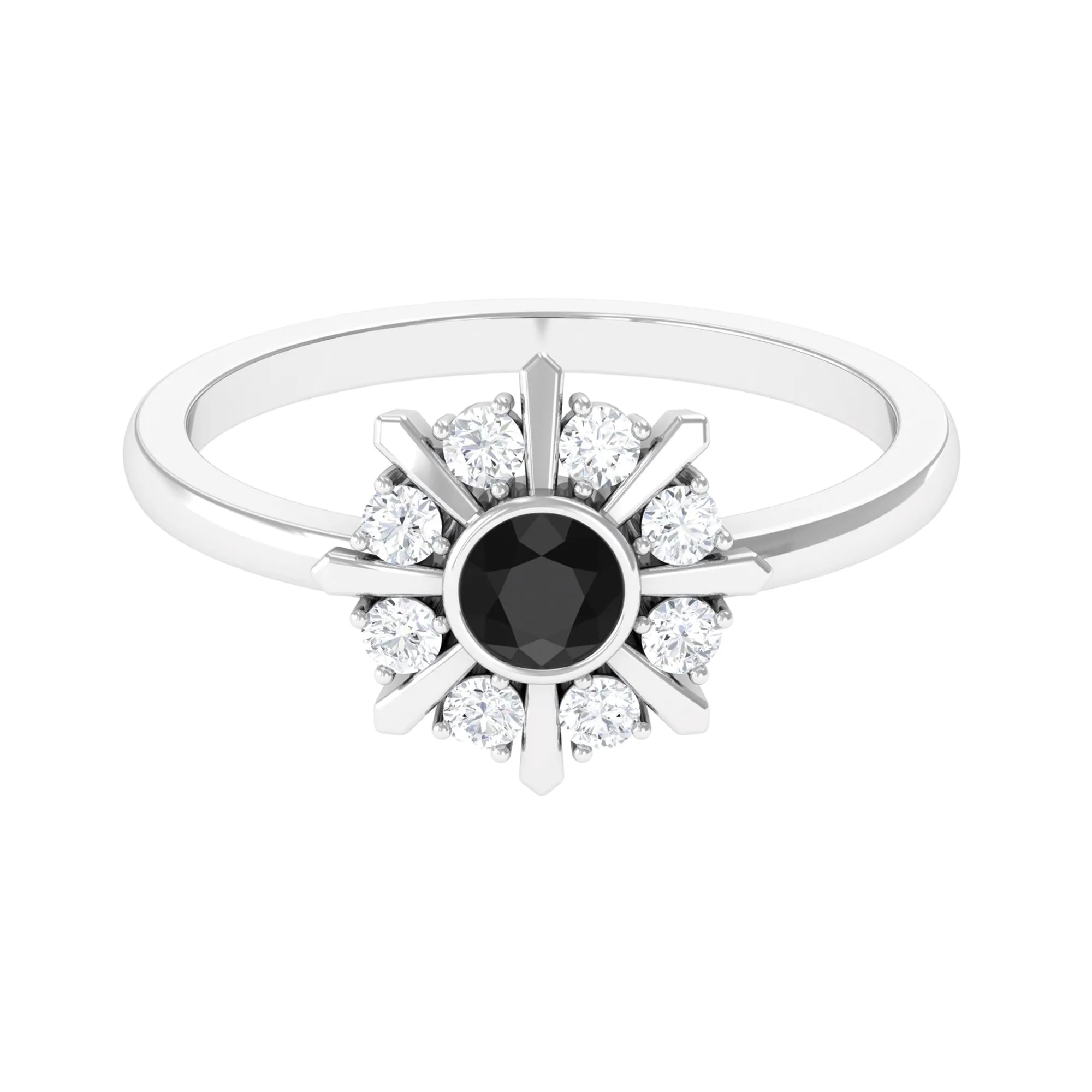 3/4 CT Natural Black Diamond and Diamond Statement Ring