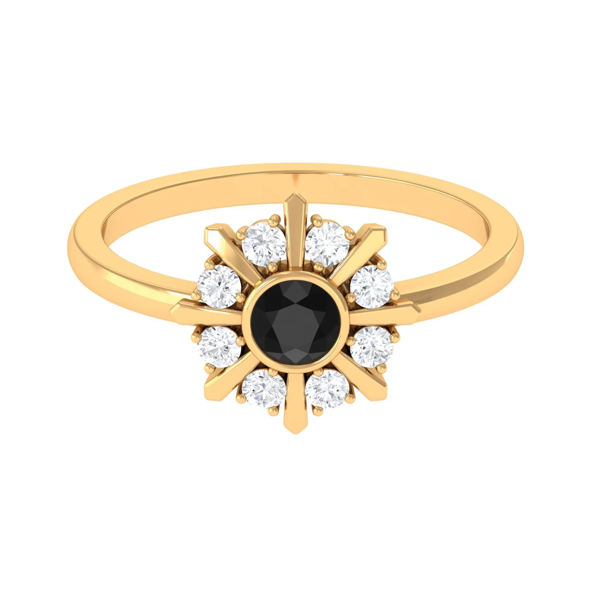 3/4 CT Natural Black Diamond and Diamond Statement Ring