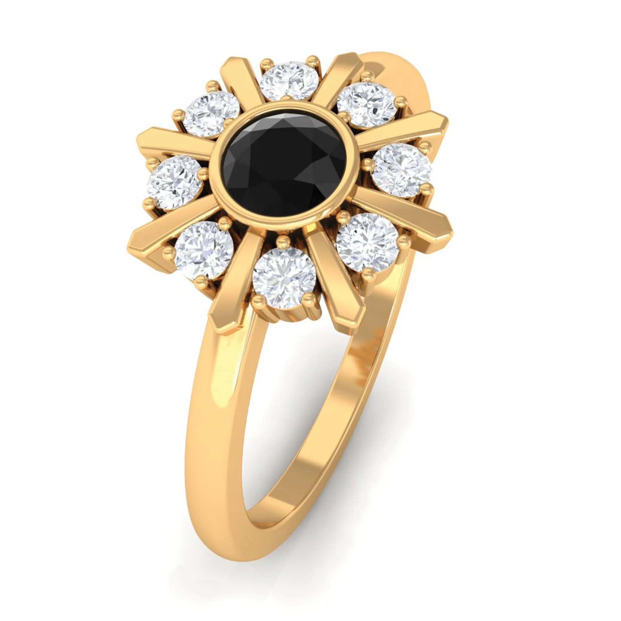 3/4 CT Natural Black Diamond and Diamond Statement Ring