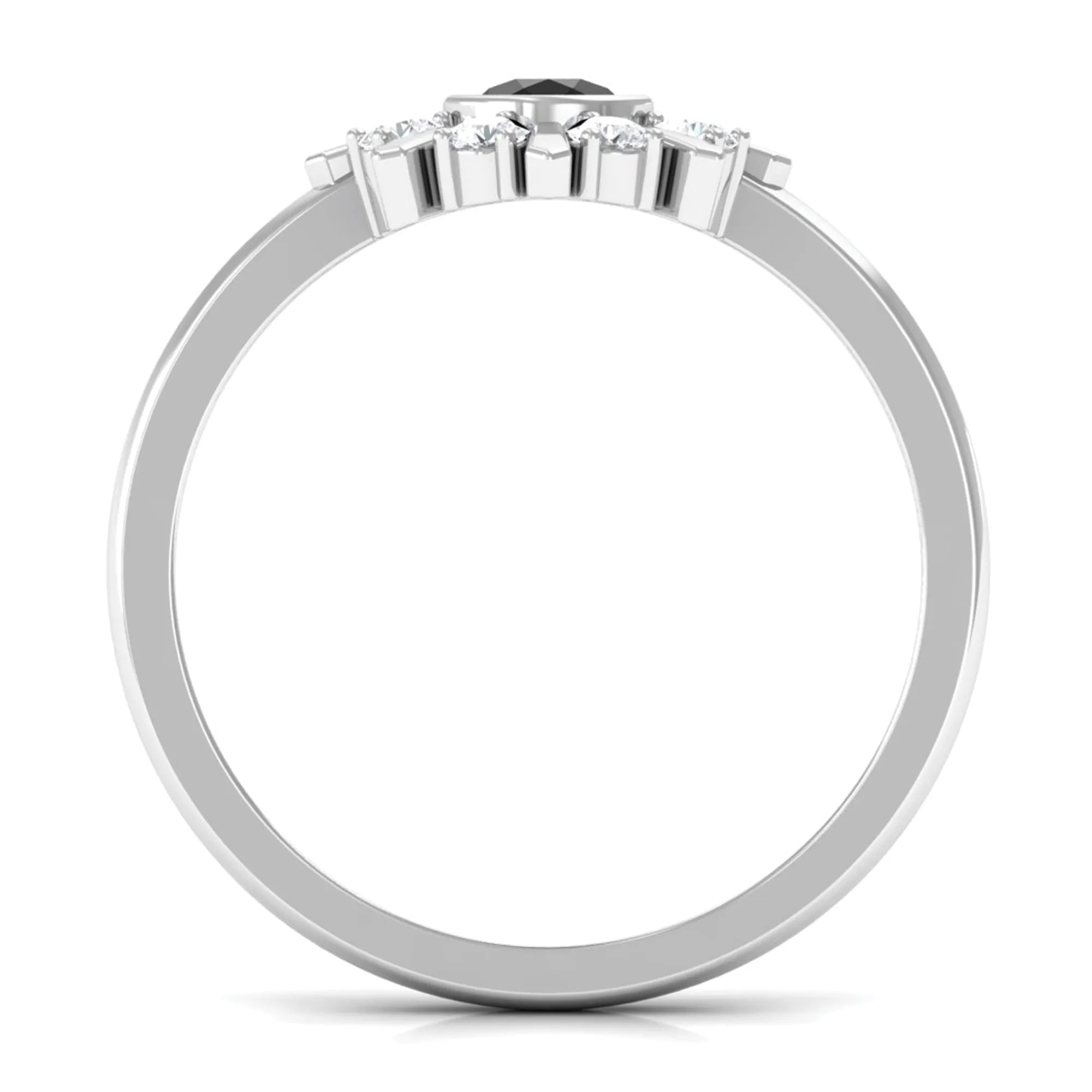 3/4 CT Natural Black Diamond and Diamond Statement Ring