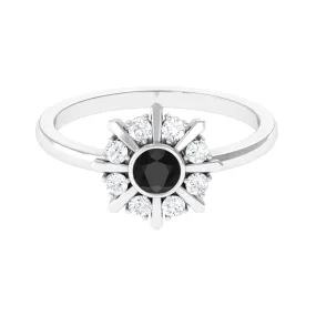 3/4 CT Natural Black Diamond and Diamond Statement Ring