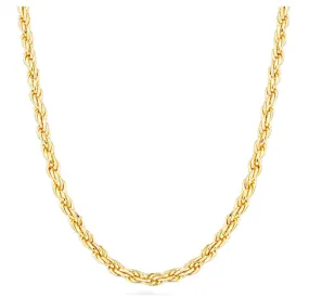 3mm Rope Necklace Men Twist Chain Braided Hip Hop Jewelry 925 Sterling Silver Gold 16 - 30in.