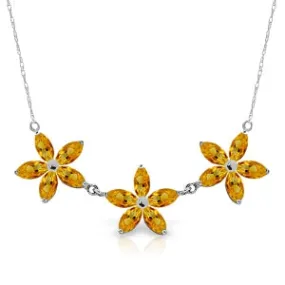 4.2 Carat 14K Solid White Gold Necklace Natural Citrine