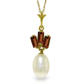4.68 Carat 14K Solid Yellow Gold Crimson It Is Garnet Pearl Necklace