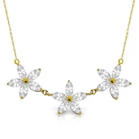 4.75 Carat 14K Solid Yellow Gold Necklace Natural White Topaz